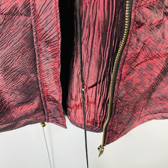 Coldwater Creek Size XL Printed Textured Full Zip Vest Jacket Red - Picture 4 of 7